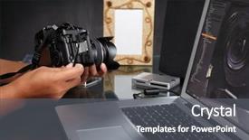  Presentation with cctv camera or surveillance system - Audience pleasing presentation theme consisting of memory card - photographer's hand preparing her his backdrop and a gray colored foreground
