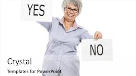  Presentation with elderly holding pills - Cool new presentation design with card and choosing between yes backdrop and a white colored foreground