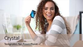  Presentation with credit cooperative - Presentation theme consisting of card and laptop for online background and a coral colored foreground