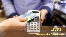  Presentation with bank - PPT layouts having card and seller with terminal background and a tawny brown colored foreground