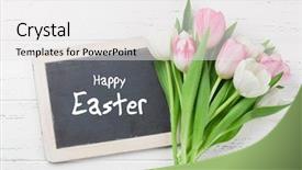  Presentation with happy birthday mama greeting card - Audience pleasing theme consisting of card backdrop with colorful tulip backdrop and a white colored foreground