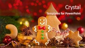  Presentation with baking cookies - Presentation design featuring card baking - christmas homemade gingerbread cookies background and a tawny brown colored foreground