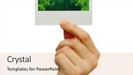  Presentation with blank - Amazing theme having card blank in a hand backdrop and a coral colored foreground