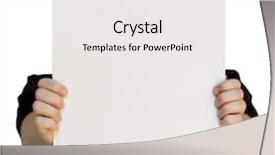  Presentation with white blank notebook silver - Colorful presentation enhanced with card blank in a hand backdrop and a white colored foreground