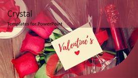  Presentation with greeting card - Slide deck having card champagne and red rose background and a red colored foreground