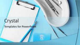  Presentation with medical clipboard - PPT layouts consisting of card clipboard and dental tools background and a light blue colored foreground
