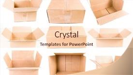  Presentation with boxes - Slides enhanced with card factory - set of cardboard boxes background and a  colored foreground