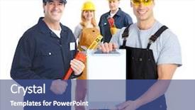  Presentation with migrant worker - Amazing theme having card factory - young handsome plumber worker backdrop and a  colored foreground