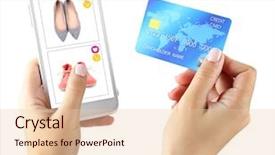  Presentation with credit card - Beautiful presentation featuring card for internet online shopping backdrop and a lemonade colored foreground