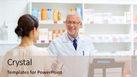  Presentation with credit card - Presentation theme with card from customer at pharmacy background and a soft green colored foreground