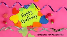  Presentation with happy birthday card - Presentation design with card happy birthday surrounded background and a coral colored foreground