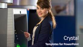  Presentation with atm - Slide set enhanced with card in at an atm background and a navy blue colored foreground