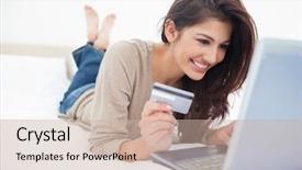  Presentation with credit card - Colorful PPT layouts enhanced with card in hand with cross backdrop and a soft green colored foreground