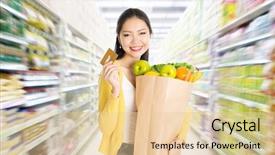  Presentation with credit market - Cool new PPT layouts with card in market or department backdrop and a lemonade colored foreground