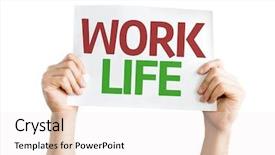  Presentation with quality of life at work - Beautiful presentation theme featuring card isolated on white background backdrop and a white colored foreground