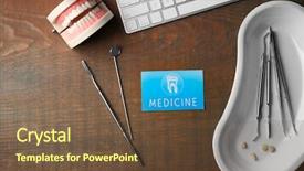  Presentation with medical service - Cool new presentation with card keyboard and dental tools backdrop and a tawny brown colored foreground