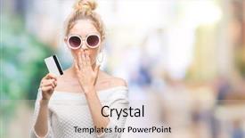  Presentation with credit card - Slides enhanced with card over isolated background cover background and a  colored foreground