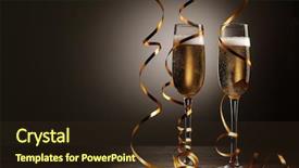  Presentation with new year - Theme with card party - two champagne glasses ready background and a wine colored foreground