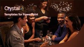  Presentation with pay restaurant bill bill bank - Beautiful PPT theme featuring card party - waitress takes payment for restaurant backdrop and a wine colored foreground