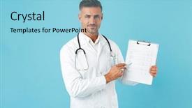  Presentation with medical - Amazing slide set having card standing isolated over blue backdrop and a light blue colored foreground