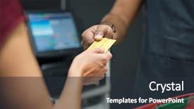  Presentation with credit card - PPT layouts with card to pay at supermarket background and a tawny brown colored foreground