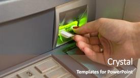  Presentation with atm - PPT theme having card visa into the atm background and a tawny brown colored foreground