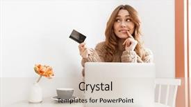  Presentation with card transaction - Colorful PPT theme enhanced with card while doing payment transaction backdrop and a lemonade colored foreground