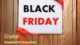  Presentation with friday - Audience pleasing slides consisting of card with black friday text on wooden background backdrop and a red colored foreground