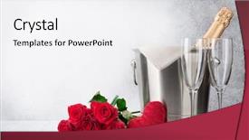  Presentation with greeting card - Cool new PPT layouts with card with champagne in bucket backdrop and a white colored foreground