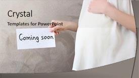  Presentation with coming soon - Audience pleasing slides consisting of card with text coming soon backdrop and a light gray colored foreground