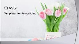 Presentation with card holiday flowers abstract - PPT theme consisting of card with tulip flowers gingerbread background and a white colored foreground