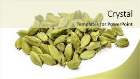  Presentation with close up fennel seed - Beautiful presentation design featuring cardamom - close up of cardamon pods backdrop and a soft green colored foreground