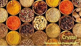  Presentation with spices - Cool new theme with cardamom - different spices on black background backdrop and a tawny brown colored foreground
