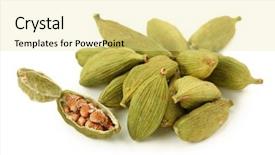  Presentation with cardamom - Beautiful presentation theme featuring cardamom pods isolated on white backdrop and a blonde colored foreground