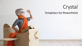  Presentation with airplane queuing on runway - Beautiful slides featuring cardboard airplane on white wall backdrop and a white colored foreground