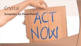  Presentation with text message - Colorful slides enhanced with cardboard-banner-act-now-text backdrop and a coral colored foreground