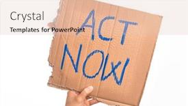  Presentation with text message - Slide set having cardboard-banner-act-now-text background and a lemonade colored foreground