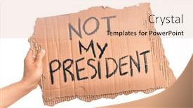  Presentation with president - Cool new PPT theme with cardboard-banner-against-goverment backdrop and a lemonade colored foreground