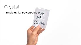  Presentation with cardboard - Presentation theme consisting of cardboard-banner-we-are-equal background and a white colored foreground