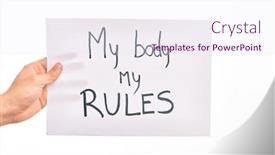  Presentation with body - Amazing presentation theme having cardboard-banner-with-my-body backdrop and a sky blue colored foreground