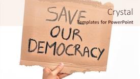  Presentation with democracy - Colorful presentation theme enhanced with cardboard-banner-with-save-out backdrop and a lemonade colored foreground