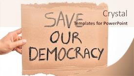  Presentation with democracy - PPT theme with cardboard-banner-with-save-out background and a lemonade colored foreground