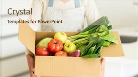  Presentation with cardboard - Cool new slide deck with cardboard box containing various vegetables backdrop and a lemonade colored foreground