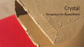  Presentation with corrugated cardboard - Amazing PPT layouts having cardboard box for small packet backdrop and a coral colored foreground