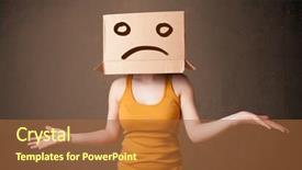  Presentation with sad girl - Audience pleasing presentation theme consisting of cardboard box on her head backdrop and a  colored foreground