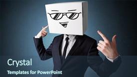  Presentation with cardboard - Slide set featuring cardboard box on his head background and a ocean colored foreground