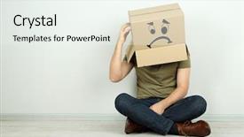  Presentation with cardboard - PPT theme enhanced with cardboard box on his head background and a sky blue colored foreground