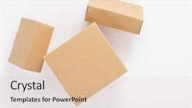  Presentation with cardboard - Presentation theme featuring cardboard box on white background background and a lemonade colored foreground