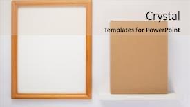  Presentation with flowers on white wooden - Slide deck featuring cardboard box on wooden shelf background and a lemonade colored foreground