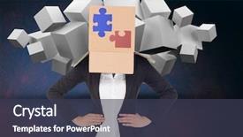  Presentation with cardboard - Amazing presentation theme having jigsaw puzzles and white cube backdrop and a tawny brown colored foreground